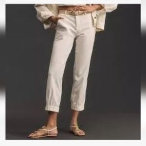 NWOT Anthropologie Richie Slim Cream Elastic Cuff Joggers SZ 2